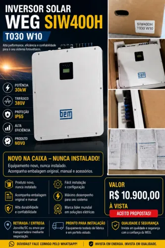 Inversor Solar WEG SIW500H MT100 100kW Novo Lacrado - R$ 10.900,00