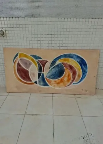 Excepcional Moderno Quadro da Famosa Pintora Pintora Romeika Lins em Aquarela sobre Tela.