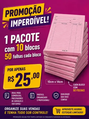 Bloco de Pedidos 10x14 cm - 50 Folhas