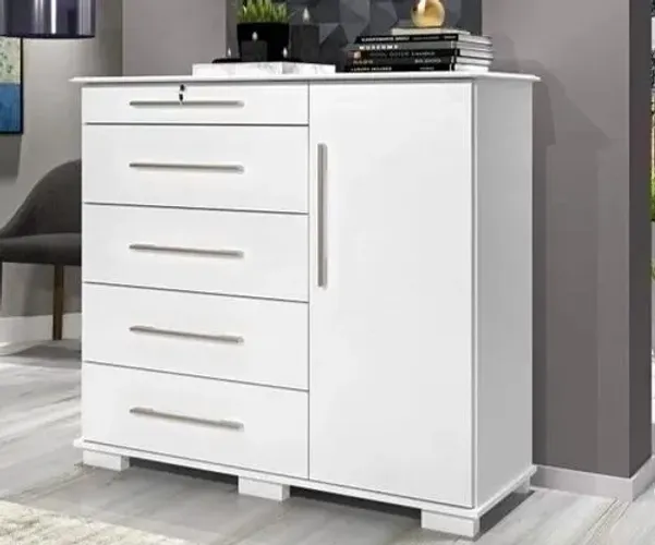Cômoda 5 Gavetas 1 Porta Detroit New - NOVO (FAZEMOS ENTREGA)