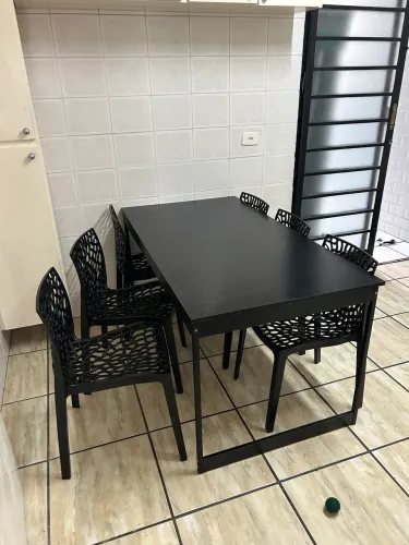 Mesa Jantar 150x80 Design Industrial + 6 Cadeiras Gruvyer