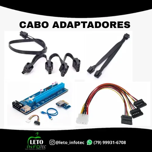 Cabos conectores sata molex gamer pc desktop 