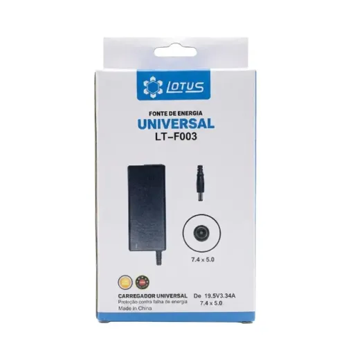 Fonte Carregador Notebook Dell 19.5V 3.34A 65W Plug Largo