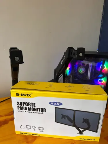 Braço Articulável Suporte Duplo para Monitor com Pistão a Gás