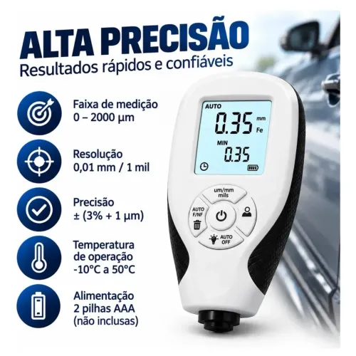 Medidor de espessura Digital Camada Tinta pintura Automotiva