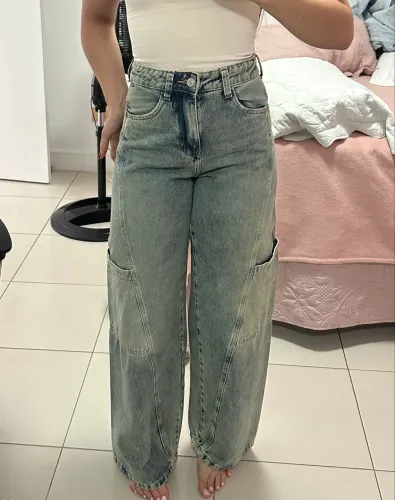 calça jeans wide leg renner