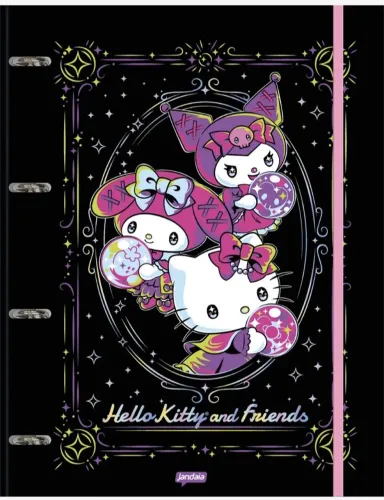 Fichario universitário Hello kitty my Friends com 6 divisorias e 80 folhas.