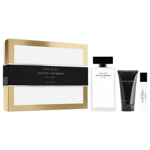 Kit Perfume Narciso Rodriguez Pure Musc 100ml + travel spray 10 ml + loção 50 ml