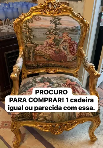 Cadeira poltrona luis xv vitoriana entalhada madeira maciça antiga vintage dourada 