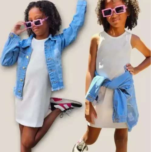 Jaqueta Jeans Infantil Destroyed Tia Dani Kids Tam 6