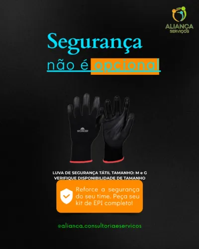 LUVA DE SEGURANÇA PU (LUVA TÁTIL) PRETA - WORKER