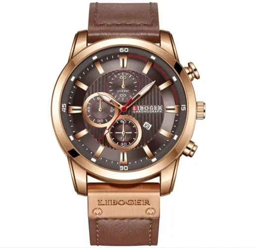 Relógio de Pulso Premium Esportivo Liboger A6316 Marrom Pulseira Couro Marrom Excelente