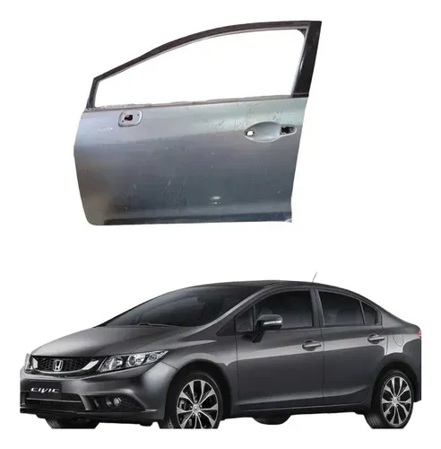 Porta Dianteira Esquerda Honda Civic 2012 2013 2014 2015 16 Dianteira Esquerdo Prateado