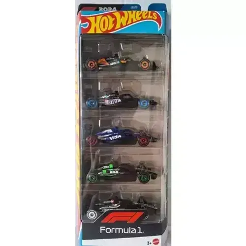 Five Pack Hot Wheels Fórmula 1 2024, lacrado, no estado.
