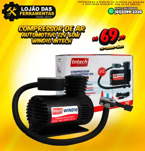 Compressor de Ar Automotivo 12v 60w Wind10 Intech