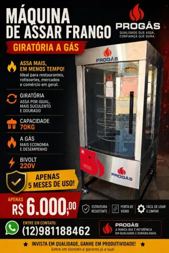 Vendo máquina de assar frango nova 3 meses de usso