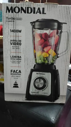 liquidificador Mondial Turbo Glass L-1400-GI preto jarra de vidro