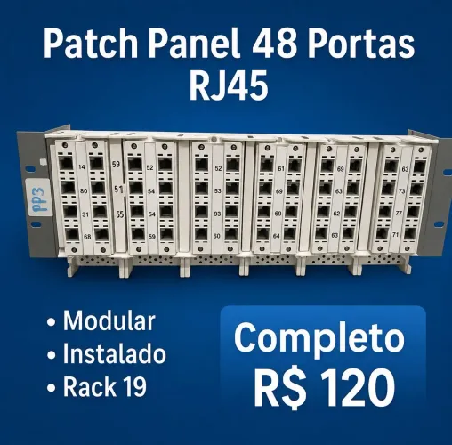 Patch Panel 48 Portas RJ45 - Oportunidade!