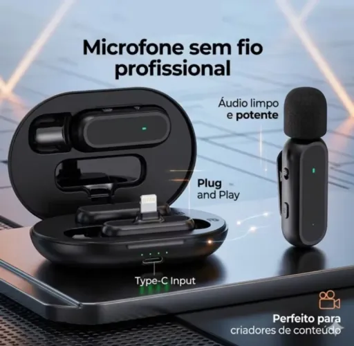 Microfone lapela sem fio