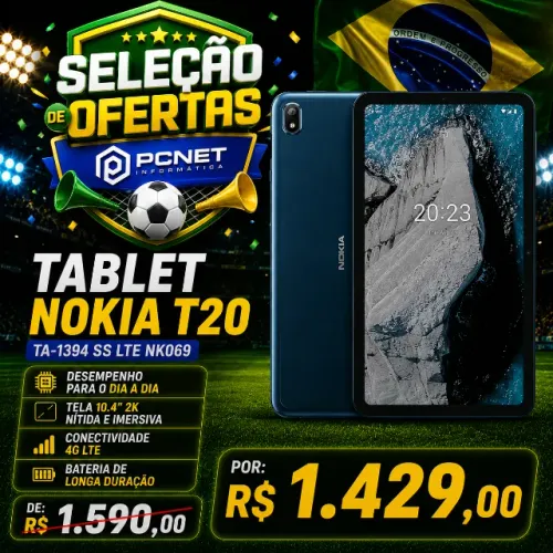 Tablet Nokia T20 10.4" 4G LTE | Tela 2K | Novo | 12x Sem Juros