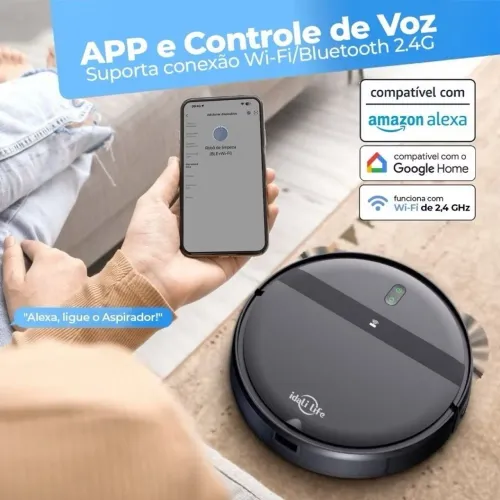 Aspirador de Pó Para Casa Robô Inteligente Com Sensores Anti- queda