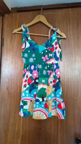 Vestido Floresta Verde Feminino Infantil 4 anos 