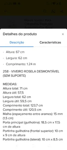 Viveiro Gaiopar Epóxi Malha Fina 1.24cm