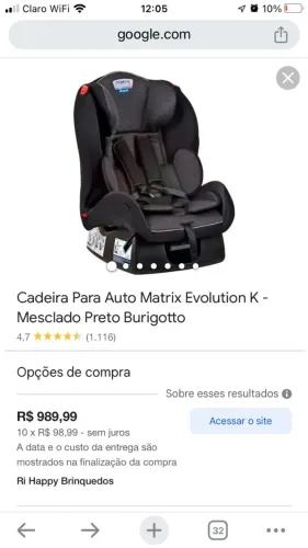 CADEIRINHA DE BEBE PARA CARRO R$290