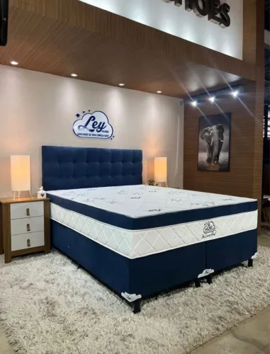 Cama box Queen molas ensacadas base+colchão disponível 