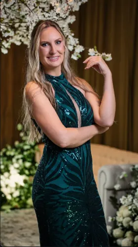 Vestido longo de festa verde com paetês - usado apenas uma vez