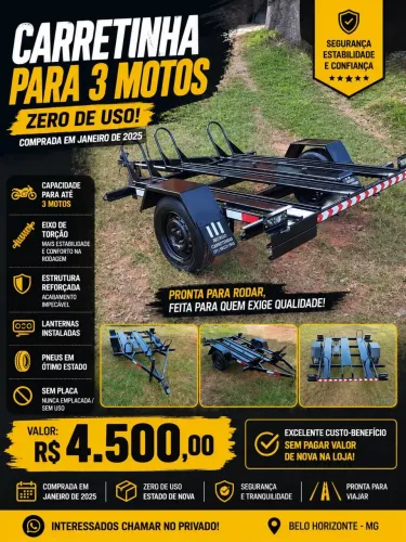 Carretinha para 3 motos