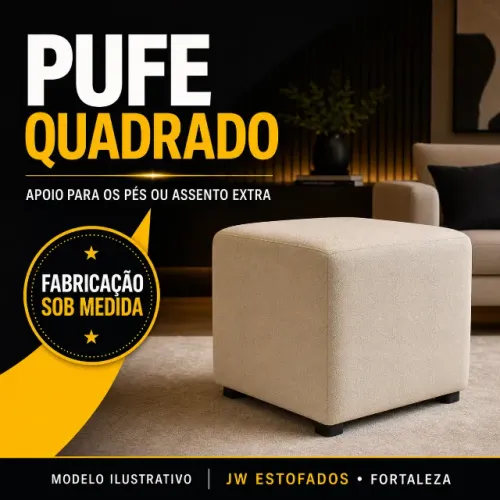 Pufe quadrado estofado sob medida em Fortaleza