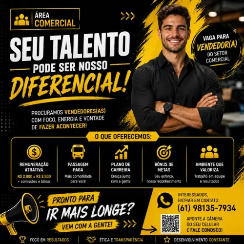 Auxiliar de Vendas | Remuneração de até R$ 3.500,00