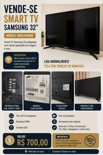 Smart TV Samsung 32? LED - Funcionando 