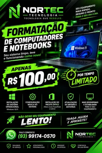 FORMATAÇÃO DE COMPUTADORES E NOTEBOOKS
