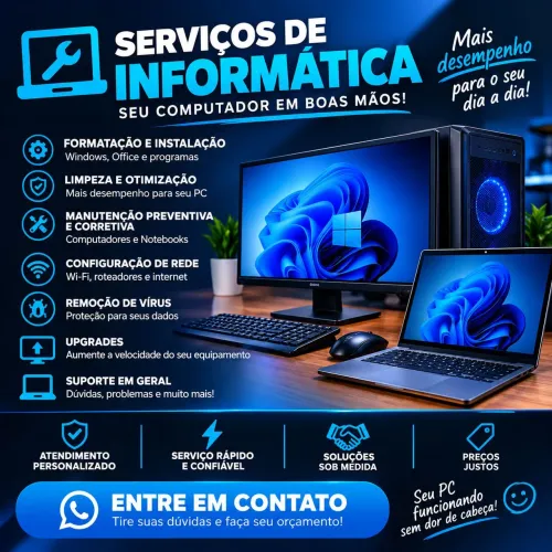 Serviços de Informática e Suporte Técnico para computadores<br><br>Computadores e Notebooks