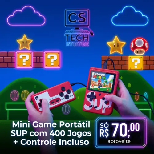 Mini Game Portátil Com 400 Jogos + Controle Incluso e Bateria Recarregável