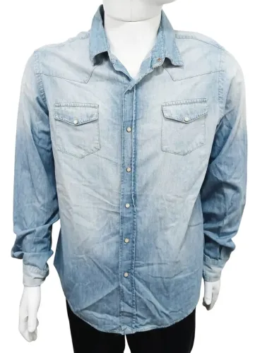 Camisa Jeans Masculina Polo Play Manga Longa Tam G