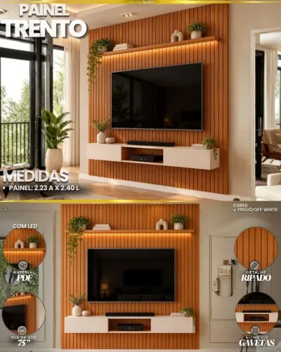 Painel Treto com Led 100% MDF 