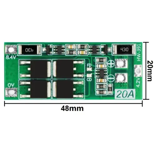 bms Placa De Proteção De Bateria De Lítio 2s 20a 7,4v 8,4v 18650