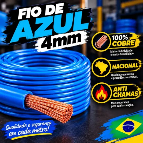 Fio de cobre 4mm anti chamas 100%cobre NACIONAL