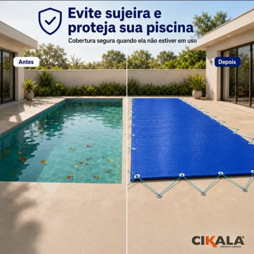 Capa de piscina 7x4m. Suporta ate 300kg.
