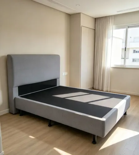 Cama Box base casal em LINHO com cabeceira.Entrego 
