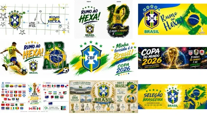 Artes Impressas para Canecas Seleção - 09 artes | Prontas para Sublimação