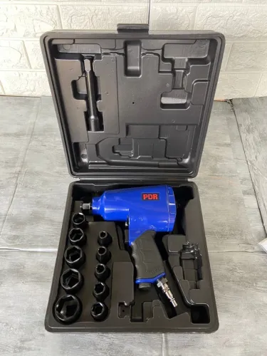 Chave de Impacto Pneumática com Maleta e 14 Acessórios - 90psi 1/4'' 7000RPM 