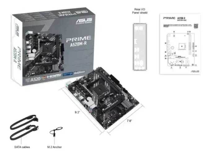 Placa Mãe Asus Prime A520m-r Am4 Ddr4 M.2 Chipset A520 Hdmi Preto Placa Mãe Asus Prime A52