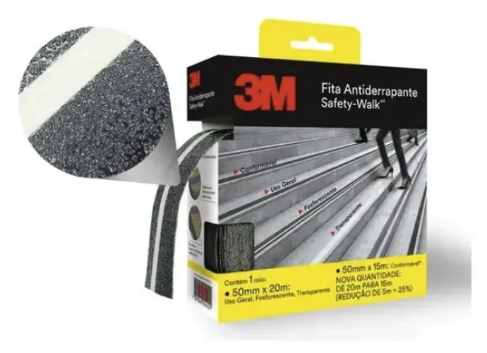 Fita Antiderrapante 3M Neon 50mm X 20m Preto Fosforescente