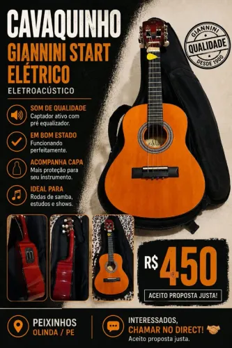 CAVAQUINHO GIANNINI START ELETROACÚSTICO À VENDA!<br>