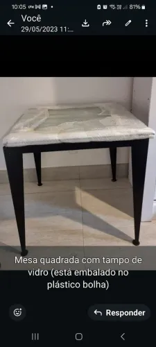 Mesa quadrada com Tampo de Vidro 75×75<br>