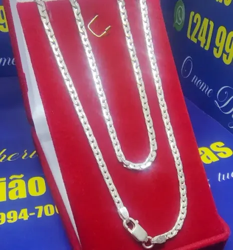 Cordão Direito Esquerdo Prata 925 Peso 9.00 Gramas 50 Cm Fio 2 mm Pingente                